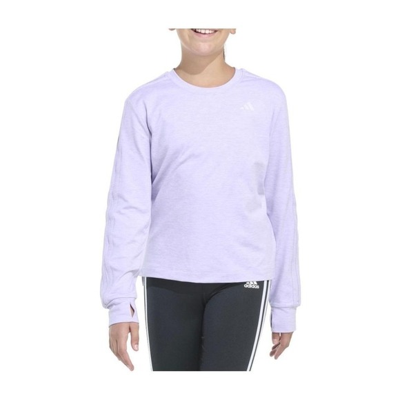 New Adidas Girls Long Sleeve Top Lavender Athletic Activewear Shirt YXL - Picture 1 of 4